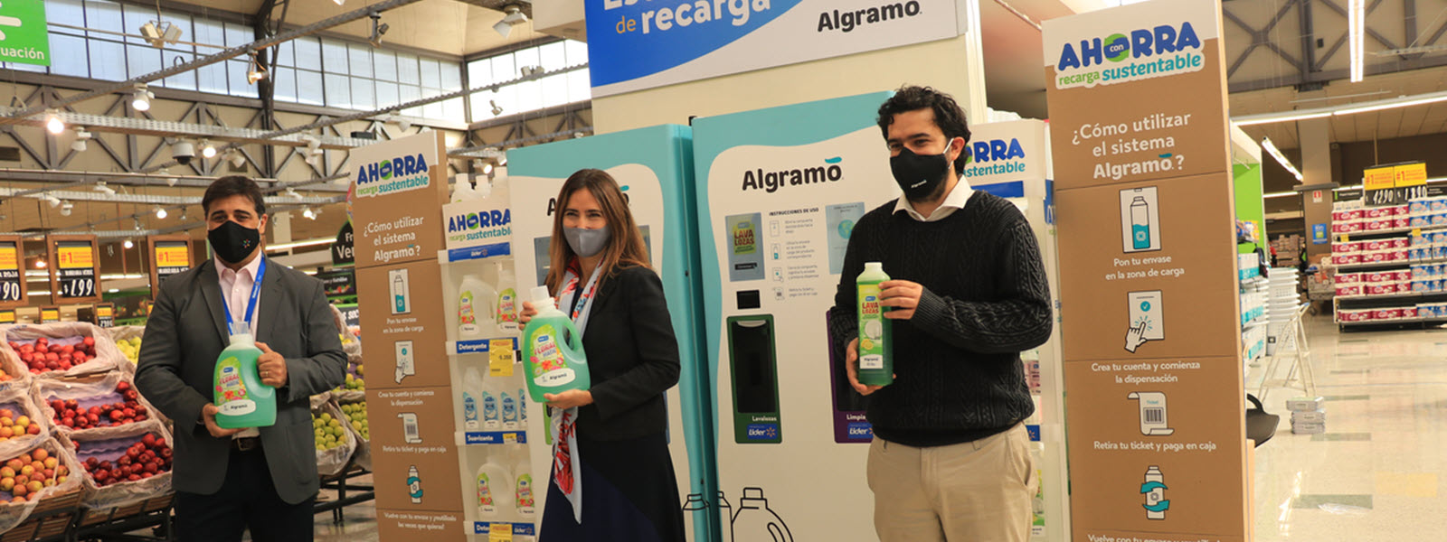 Lanzamiento de Algramo (empresa circular) en supermercados Walmart de Chile