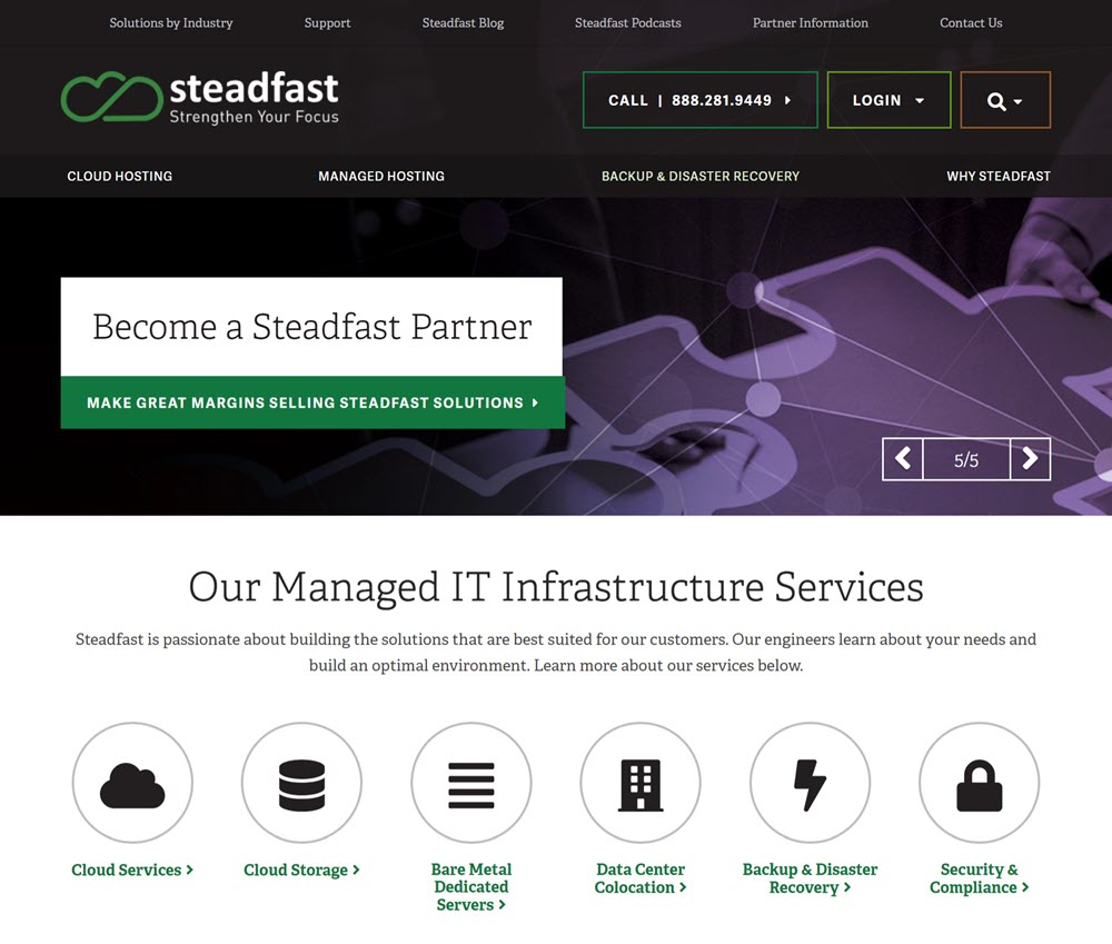 Proveedor de servicios de alojamiento en la nube, servidores dedicados, redes virtuales, respaldo, seguridad y más (Steadfast Networks)